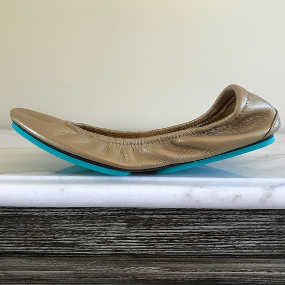 TIEKS METALLIC GOLD BALLET FLATS - Picture 4 of 12